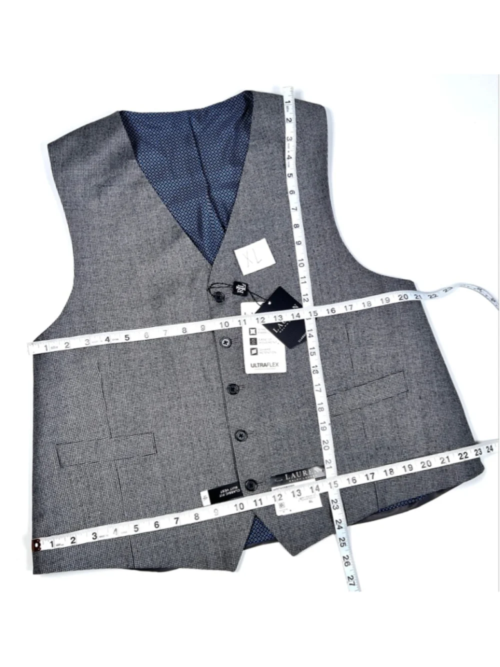 NWT LAUREN Ralph Lauren Gray Houndstooth Vest XL 100% Wool